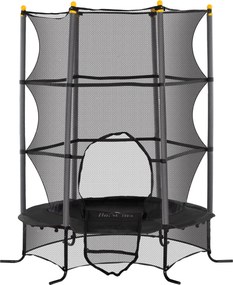 HOMCOM Trambulină pentru Copii 3-10 Ani cu Plasă de Siguranță, Suprafață Elastică cu Bare Capitonate, Ø163x190 cm, Negru | Aosom Romania