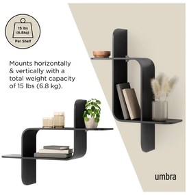 Raft negru etajat din lemn de arbore de cauciuc 62 cm Montage – Umbra