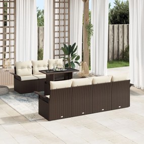 vidaXL Set de canapele pentru grădină cu pernă 8 pcs Maro Rattan poli