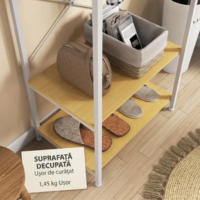 HOMCOM Suport 2 în 1 pentru Haine cu Depozitare Pantofi, Șină Suspendată și 2 Rafturi de Depozitare, 60x40x167.5 cm, Natural | Aosom Romania
