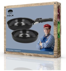 Set de tigăi cu mâner detașabil cu suprafață antiaderentă 2 buc. din aluminiu ø 28 cm – Holm