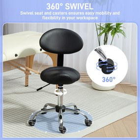 HOMCOM Scaun Pivotant cu Roți și Spătar Ajustabil pe Înălțime, 50x50x83-98 cm, Negru | Aosom Romania