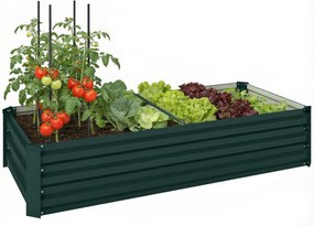 Outsunny Ghiveci dreptunghiular pentru grădină din oțel galvanizat margine de siguranță și fund deschis 150x70x30cm verde | Aosom Romania