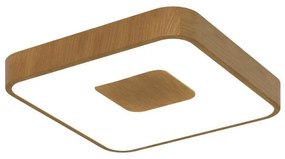Plafoniera LED Smart dimabila cu telecomanda COIN 34x34cm lemn