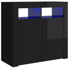 Servanta cu lumini LED, negru extralucios, 80x35x75 cm 1, negru foarte lucios, 80 x 35 x 75 cm