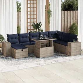 vidaXL Set canapele de grădină cu perne, 9 piese, maro, poliratan