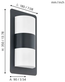 Aplică de exterior CISTIERNA 2xE27/10W/230V IP44 antracit Eglo 98086