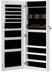 Suport de bijuterii, Dulap de bijuterii, Organizator de depozitare pe perete cu blocare 37,5 x 108 x 9,7 cm, alb