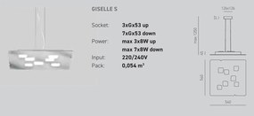 Lustra suspendata moderna GISELLE 54x54cm, alb, gri sau argintiu