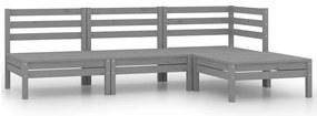 vidaXL Set mobilier de grădină, 4 piese, gri, lemn masiv de pin