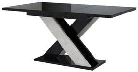Masă de sufragerie Xalin (negru lucios + piatră) (pentru 4 până la 6 persoane). 1055281