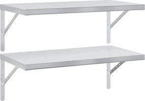 vidaXL Rafturi de perete, 2 buc., 75x40 cm, argintiu, oțel inoxidabil
