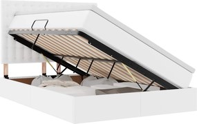 vidaXL Pat cu storage cu saltea Alb pur 140 x 200 cm Piele artificială
