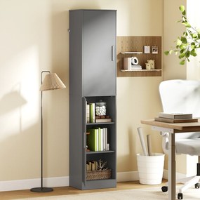 HOMCOM Dulap coloana pentru baie cu 2 uși și 4 rafturi reglabile, 40 x 35 x 180 cm, gri | Aosom Romania