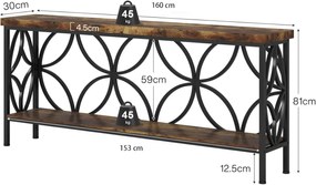 MACI32 - Masa Consola, 160 cm, masuta hol, living, dormitor - Negru - Maro