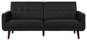 Canapea neagră extensibilă cu tapițerie din imitație de piele 200 cm Nola – Støraa