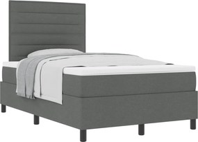 vidaXL Pat cu arcuri cu saltea Gri închis 120 x 190 cm țesătură