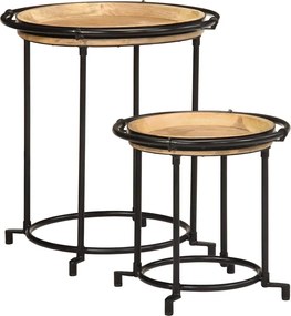 vidaXL Set masă laterală 2 piese din lemn masiv de mango