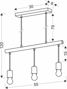 Candelabru pe un șir IZZY 3xE27/60W /230V