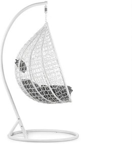 Scaun suspendat alb KOKON cu suport, perna gri