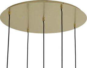 Lampă suspendată Hotel Chic alamă cu sticlă albastră și verde 5 lumini - Qara
