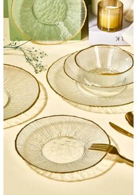 Set de masă, 24 piese, sticlă transparentă/auriu