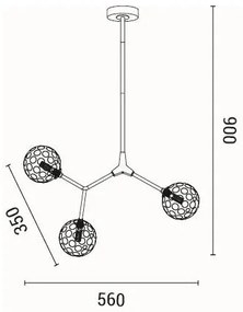 Lustră pe tijă 3xG9/15W/230V gri
