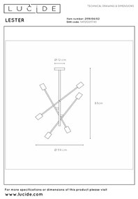 Lucide 21119/06/02 - Lustră pe tijă LESTER 6xE27/40W/230V