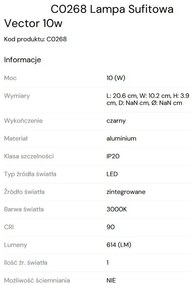 Spot LED Aplicat Directionabil Design Modern, Vector 10w negru