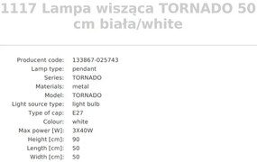 Pendul design modern Tornado alb 50cm