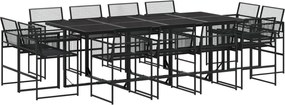 vidaXL Set mobilier de grădină, 13 piese, negru, poliratan