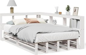 vidaXL Cadru de pat fără saltea, alb, 120x200 cm, lemn masiv pin