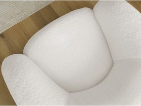 Fotoliu alb pivotant cu tapițerie din țesătură bouclé Elina – Bobochic Paris