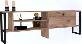Comoda tv cu picioare metal  Ares Homs 160 cm, nuc-negru,10629
