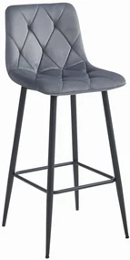 Scaun de bar gri inchis NADO VELVET cu picioare negre
