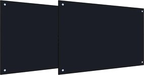 vidaXL Panou de bucătărie 2 pcs Negru 90 x 50 cm sticlă securizată
