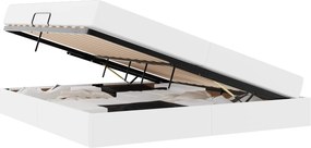 vidaXL Pat cu saltea și spațiu de depozitare cu saltea 2 pcs Alb Piele