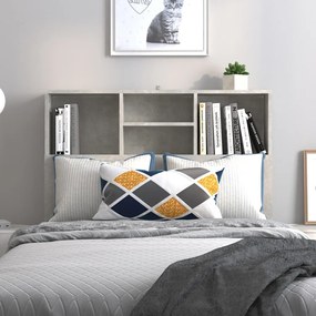 Tăblie de pat cu dulap, gri beton, 100x19x103,5 cm