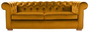 Canapea extensibila Oxford Chesterfield, 88x216x75 cm, 3 locuri, Mustard