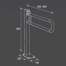 Bara suport ajutatoare stativa rabatabila, 85 cm, alb, Thermomat