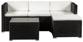 Juskys Set ratan de gradina Punta Cana L - perne negre/crem