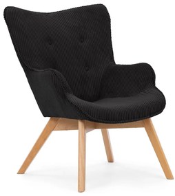 Fotoliu negru cu tapițerie din catifea reiată Niko – Ropez