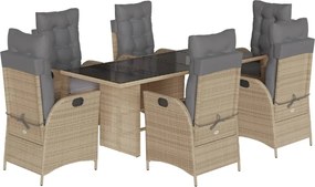 vidaXL Set mobilier pentru grădină, 7 piese, cu perne, bej, poliratan