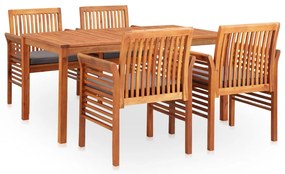 vidaXL Set mobilier de exterior cu perne 5 piese, lemn masiv de acacia
