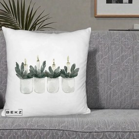 Perna Decorativa Lumanari Advent in Borcane, 40x40 cm, Alb Pufos, Husa Detasabila, Perna Inclusa, BEKZ®