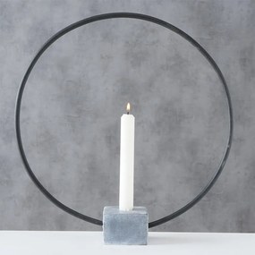 Suport lumanare Circle, 38x7x38 cm, metal, negru/gri
