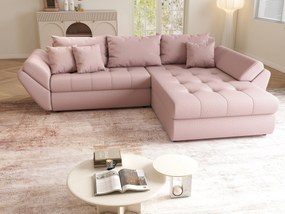 Colțar extensibil dumonde cu ladă de depozitare si sezut confortabil din spuma high-density, Loana Enjoy Flamingo II 270x185 cm