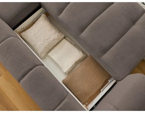 Colțar taupe extensibil/cu spațiu de depozitare (cu colț pe partea dreaptă/cu șezlong) Fuji – Bobochic Paris