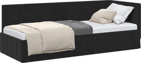 vidaXL Cadru de pat colțar cu headboard Negru 80 cm x 200 cm Catifea