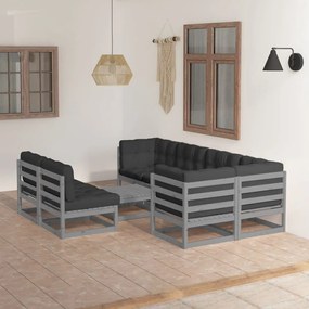 3076661 vidaXL Set mobilier de grădină cu perne, 8 piese, lemn masiv de pin